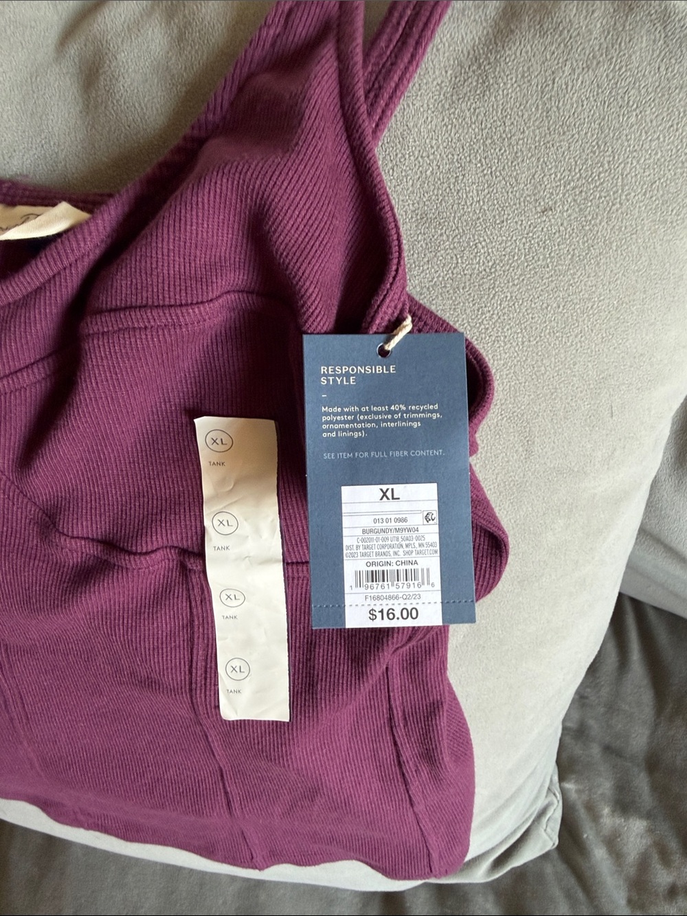 Universal Thread Plum Ribbed Tank Top - Picture 2 of 2